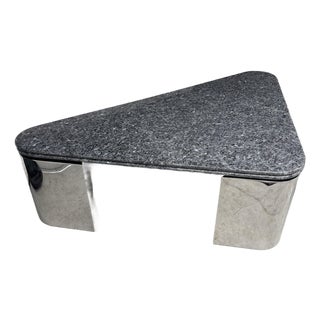 Mid Century Modern Chrome and Specimen Granite Coffee Table Probably Custom Breuton For Sale