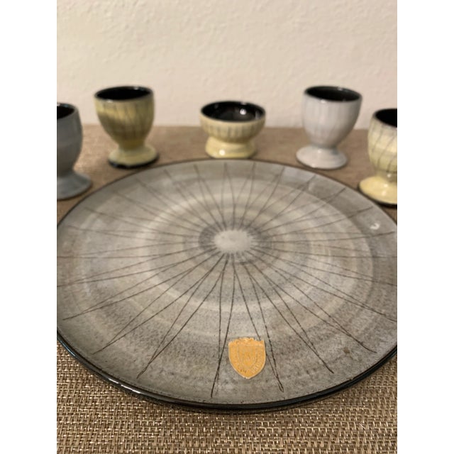 Mid-Century Modern Vintage Burkart Handarbeit Kreuzlingen Ceramic Egg Server- 8 Pieces For Sale - Image 4 of 10