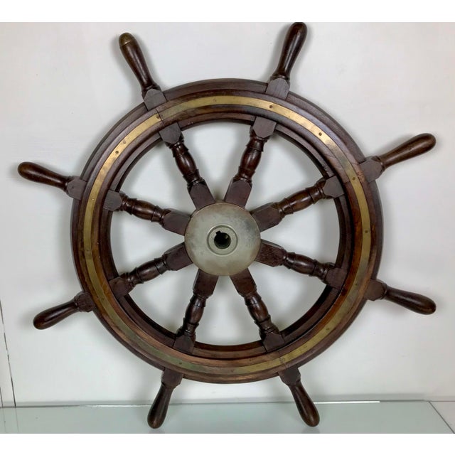 Antique Ship's Steering Wheel in Teak from John Hastie, 20th Century For Sale - Image 10 of 11