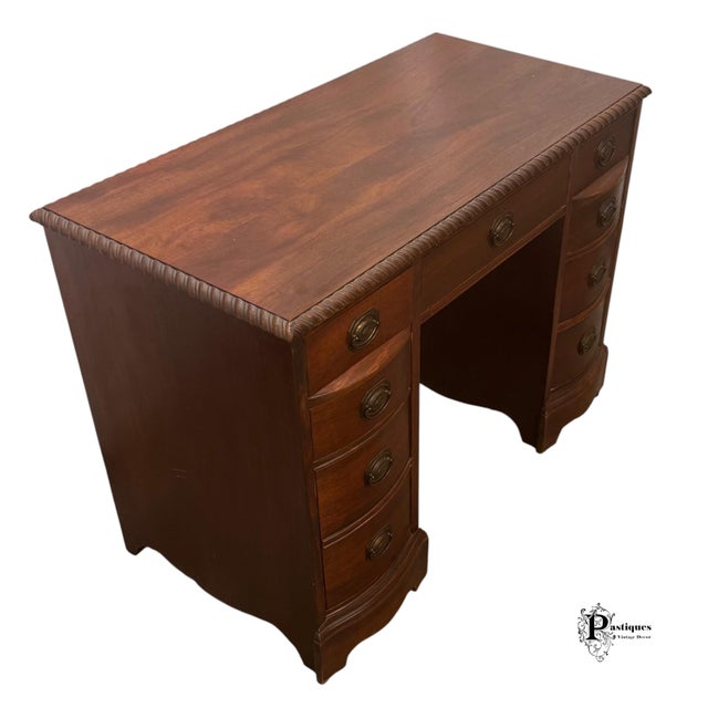 Mid 20th Century Vintage Georgian Style Mahogany Desk For Sale - Image 5 of 10