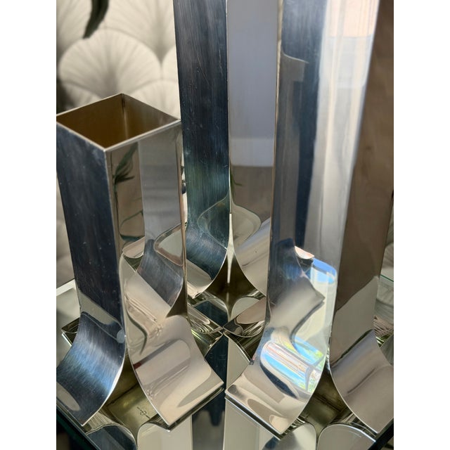 Lino Sabattini Vintage Mid-Century Modern Italian "Stele" Silver Vases/Candlestick Holders by Lino Sabattini For Sale - Image 4 of 17