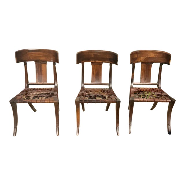 1990s Klismos Walnut Chairs - Set of 3 For Sale
