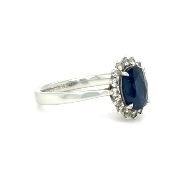 Contemporary Cerrone 18ct White Gold Sapphire & Diamond Ring 2.22ct 3.8g, Size 6 For Sale - Image 3 of 7