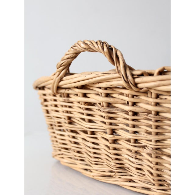 Vintage Wicker Gathering Basket With Handles For Sale - Image 6 of 13