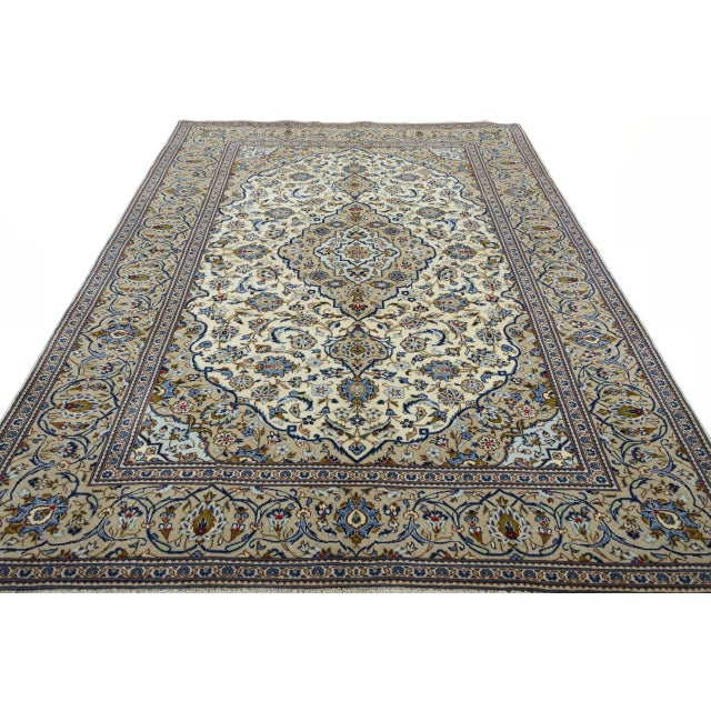 Hand-Knotted Kashan Rug with Natural Tones For Sale - Image 4 of 13