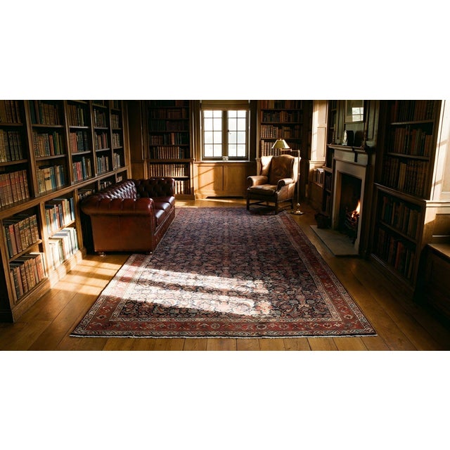 Red Spectacular Navy Blue and Red Color With Florid and Symmetric Design Antique N W Persian Rug For Sale - Image 8 of 8