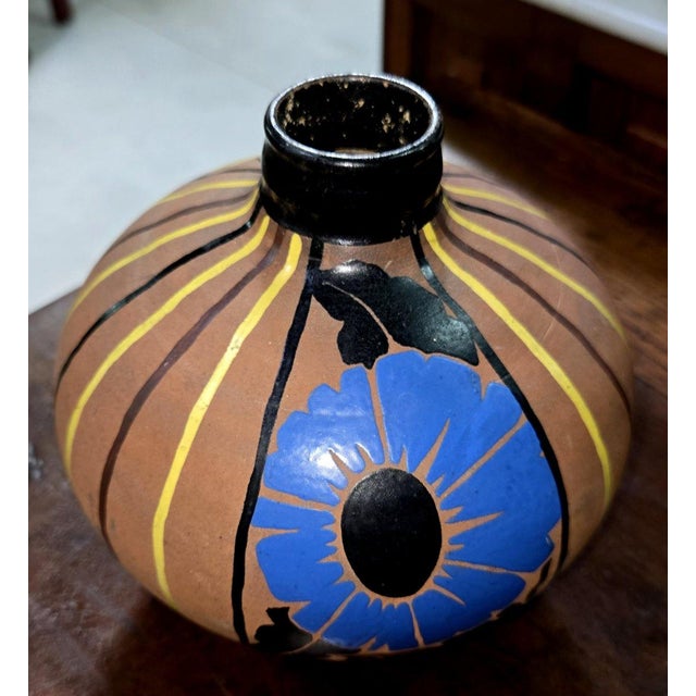 1930s Art Nouveau Spherical Ceramic Vase with Painted Decoration from Mael, 1930s For Sale - Image 5 of 7