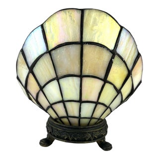 Vintage Capiz Shell & Brass Vanity Lamp For Sale