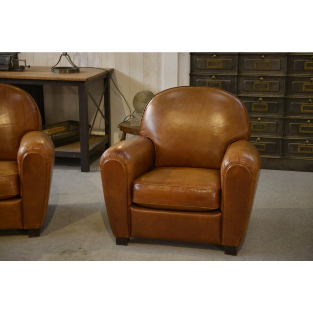 Vintage Leather Club Chairs, 2000s, Set of 2 For Sale - Image 10 of 14