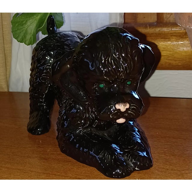 Black Vintage Ceramic Dog Statue Signed Mary M For Sale - Image 8 of 9