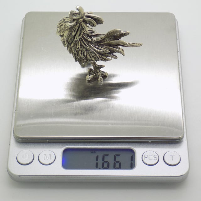 Vintage Italian Handmade Genuine Silver Rooster Cockerel Sculpture Rare Figurine For Sale - Image 9 of 10