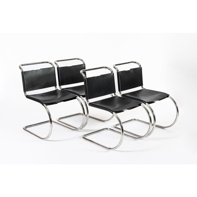 1990s Bauhaus Mid Century Mr 10 Black Side Chairs by Mies Van Der Rohe for Knoll For Sale - Image 5 of 14
