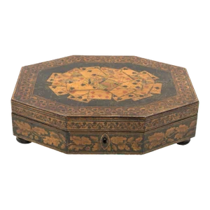 Mid 19th Century English Playing Card Penwork Games Box