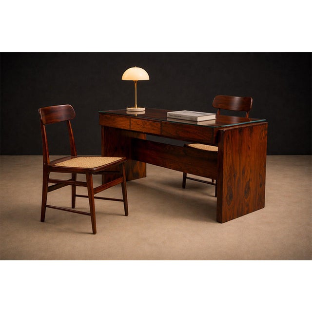 Mid-Century Modern Pair of “Lucio Costa” Chairs in Rosewood & Caning, Sergio Rodrigues, 1956 For Sale - Image 3 of 11