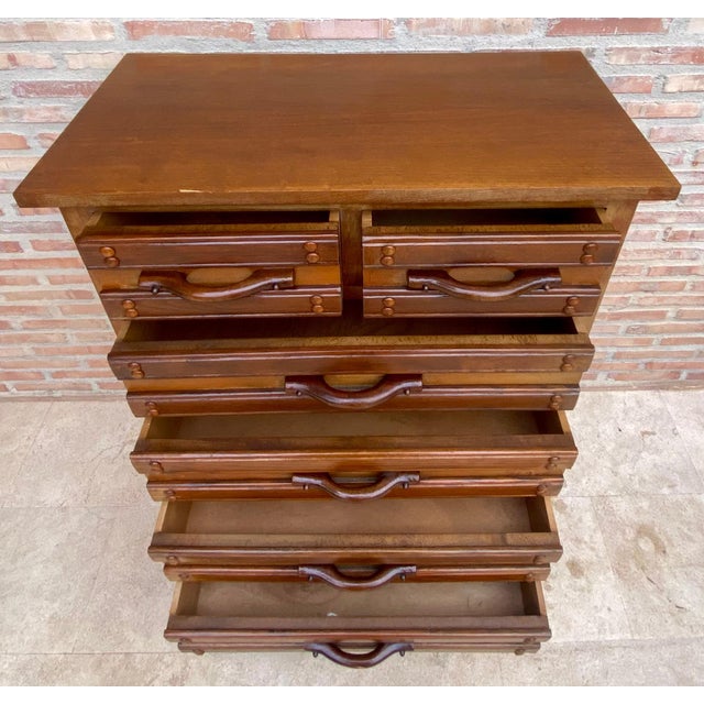 20th Century Spanish Tuscan Sifonier with Six Drawers in Carved Pine, 1950s For Sale - Image 4 of 18