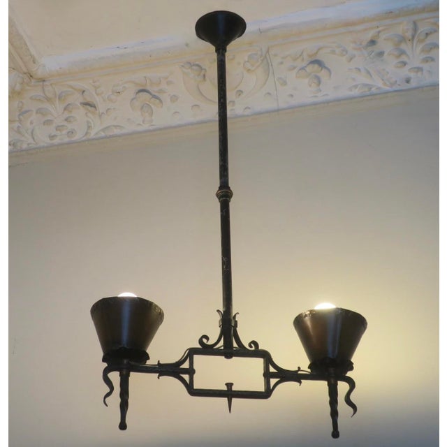Brutalist Wrought Iron and Copper Chandelier, 1960s For Sale - Image 15 of 16