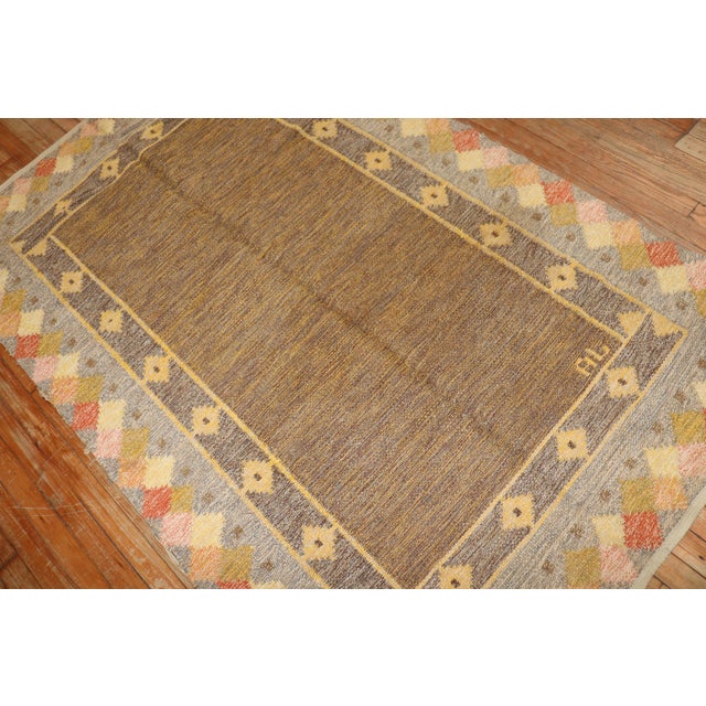 Textile Mid 20th Century Swedish Kilim - 4'4" x 6'7" For Sale - Image 7 of 9