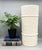 Stunning tall vintage ceramic umbrella stand features a faux bamboo motif in a soft ivory-white glaze with rope-form bands...