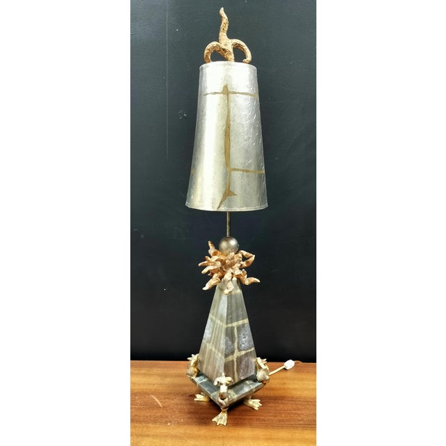 Postmodern Contemporary Psotmodern Gold and Silver Leaf Table Lamp by Lucas McKearn For Sale - Image 3 of 9