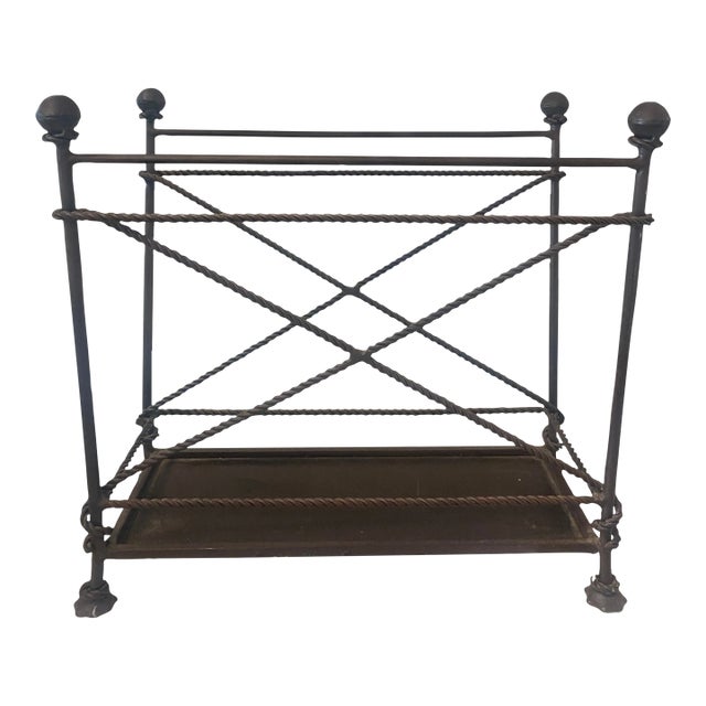 1980s Rope and Tassel Metal Magazine Rack For Sale