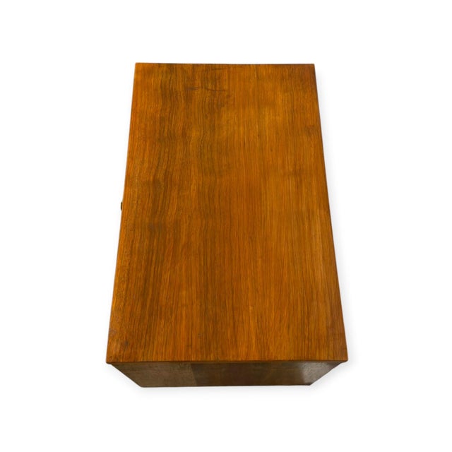 Wood Vintage Mid-Century Modern Walnut Nightstand Dovetailed Drawers. For Sale - Image 7 of 8