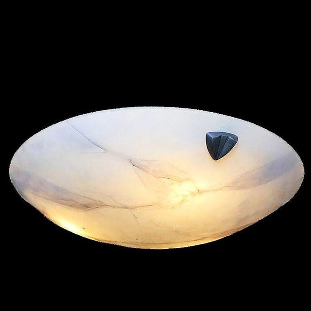 1980s Bespoke Art Deco Style Novara Faux Alabaster Saucer Chandelier For Sale - Image 9 of 9