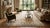 This exquisite vintage Aubusson flatweave rug, meticulously handcrafted from high-quality wool, showcases a soft pale...