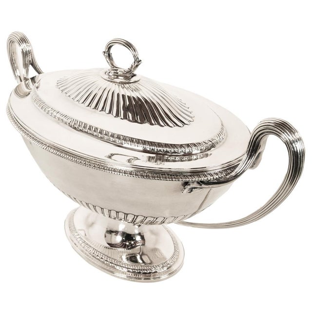 Antique George III Sterling Silver Soup Tureen Cover Benjamin Laver London 1787 For Sale In Portland, OR - Image 6 of 18