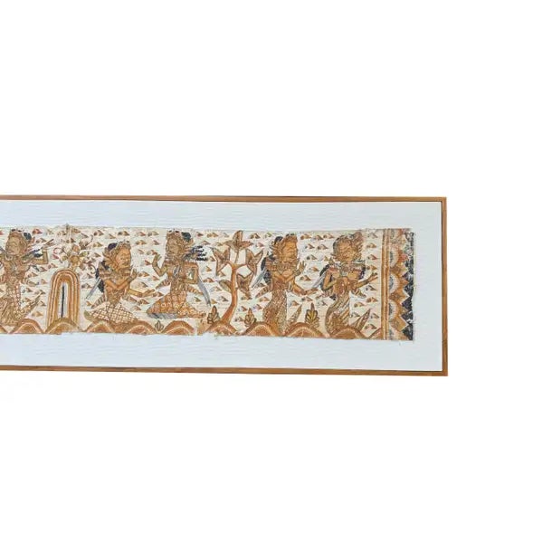Bali Hindu Textile Framed 'Kamasan' Painting, Indonesia C. 1950 For Sale - Image 11 of 14