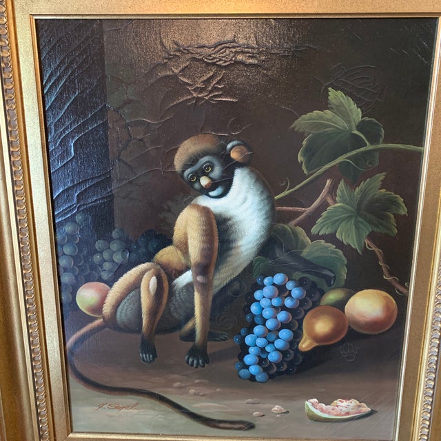 1960s Vintage Framed Monkey Paintings A Pair Chairish