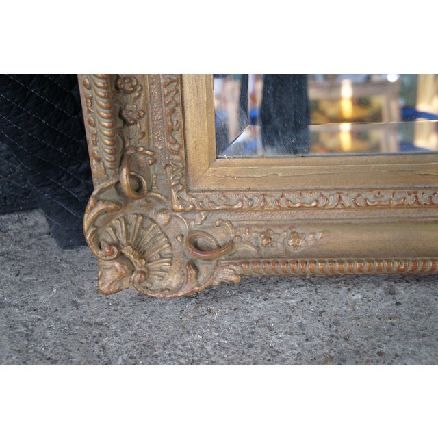 Vintage Baroque Rococo Gold Carved Foliate Beveled Wall Vanity Mirror 23" For Sale - Image 4 of 8