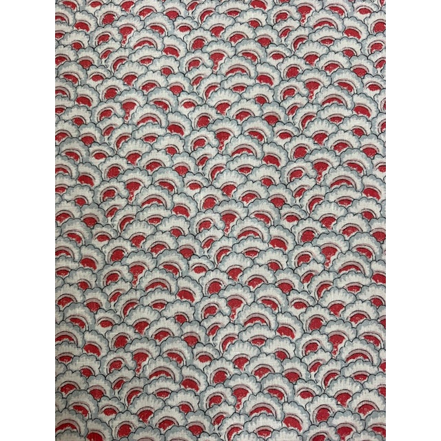 Indian Casa Branca Palampore Petal Sky & Coral Ancient Tree of Life Motif Linen Printed Fabric 2 7/8 Yards For Sale - Image 3 of 6