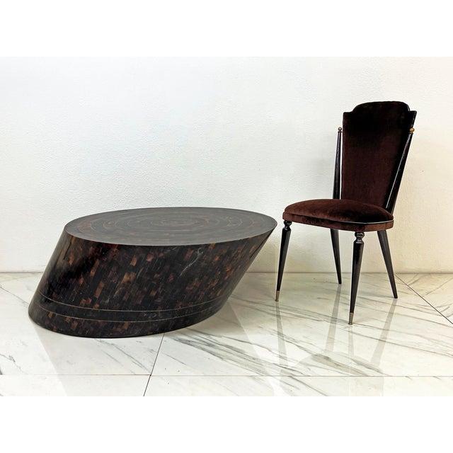 Tessellated Bone and Brass Inlay Coffee Table, Maitland Smith, 1980's For Sale - Image 12 of 12