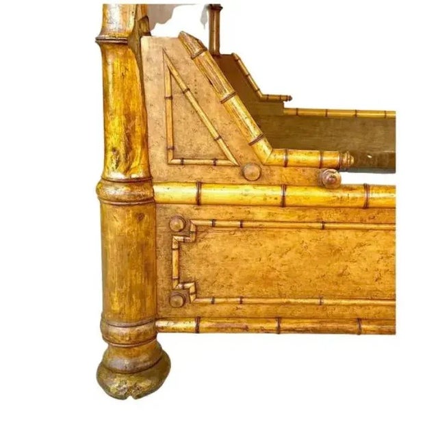 Wood French Burlwood and Faux Bamboo Bed by Maison Krieger For Sale - Image 7 of 10