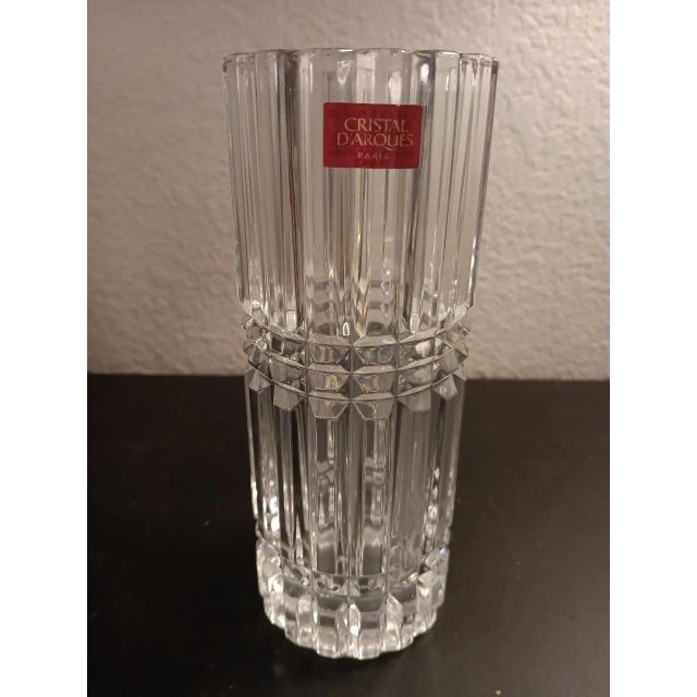 1970s 1970s Cristal D Arques Cut Crystal Cylinder Vase Made in France For Sale - Image 5 of 6