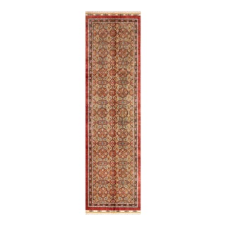 Nazmiyal Collection Intricate Floral Vintage Persian Silk Qum Runner Rug For Sale