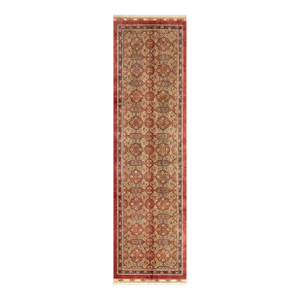Nazmiyal Collection Intricate Floral Vintage Persian Silk Qum Runner Rug