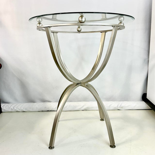 Metal Late 20th C. Contemporary Modern Aluminum Barstool-Height Dining Table For Sale - Image 7 of 14