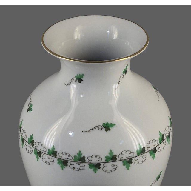 Herend Vintage Fine Porcelain Hand Painted Herend Hungary Vase 9.5'' High For Sale - Image 4 of 9
