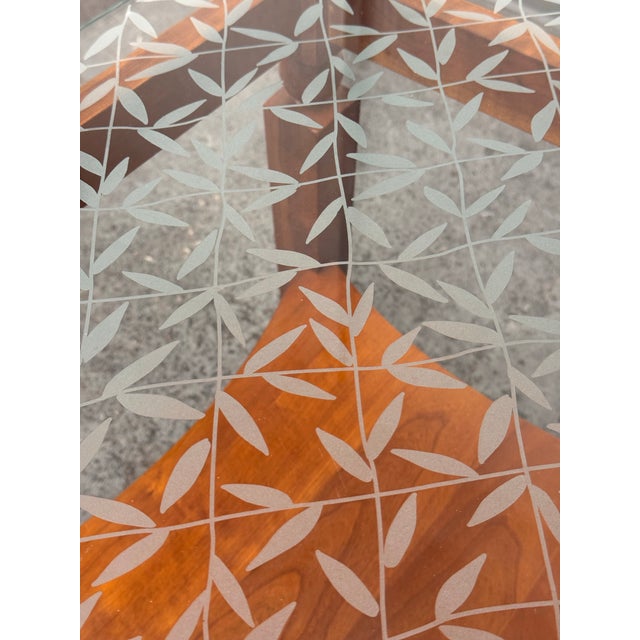 Custom Wood + Glass Side Table For Sale - Image 10 of 12