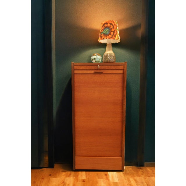 Danish Teak Filing Cabinet with Louvered Door, 1960s For Sale - Image 4 of 14