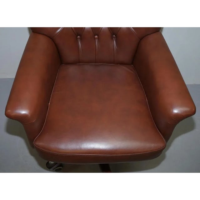 Brown Leather Chesterfield Captain's Armchair For Sale - Image 6 of 14