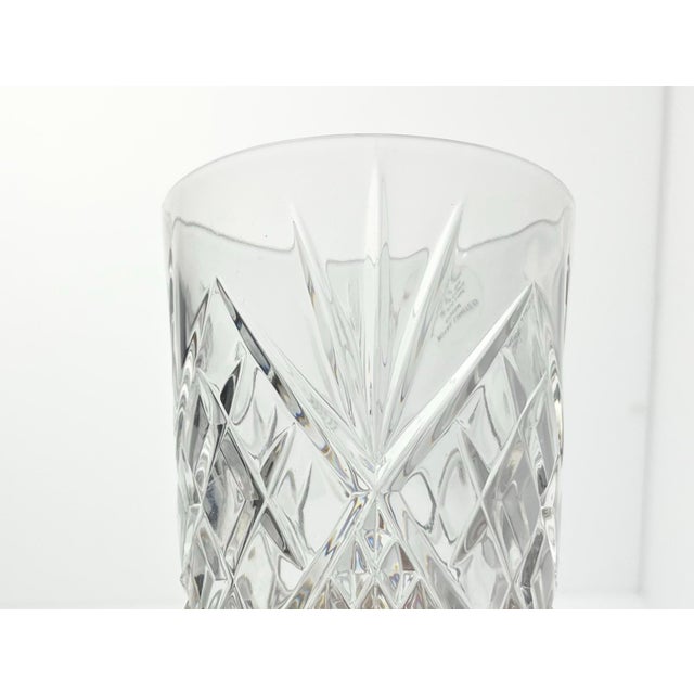 Glass 1980s Vintage Crystal Cocktail Old Fashioned Tumbler Glasses, Fan & X Cuts - Set of 4 For Sale - Image 7 of 8