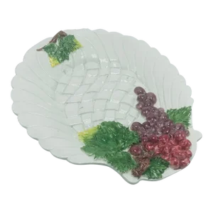 Italian Ceramic Grape Basket Weave Platter