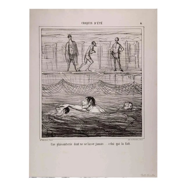 Honoré Daumier, Une Plaisanterie dont ne se lasse Jamais\., Lithograph, 1858 For Sale