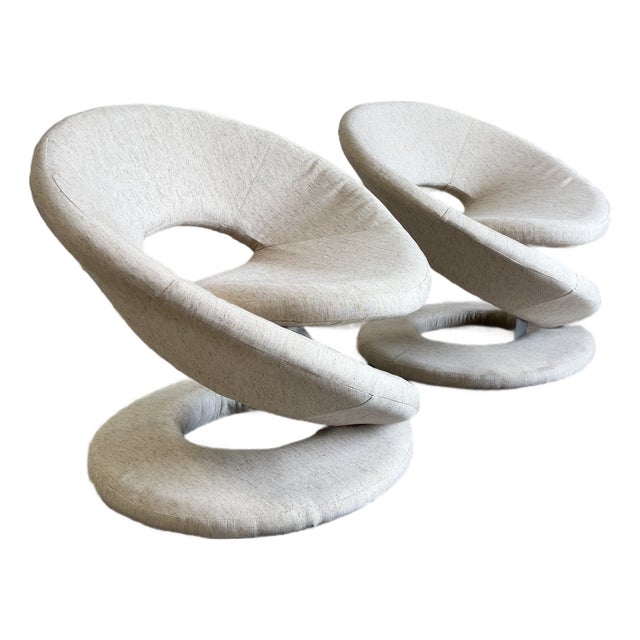 Vintage Postmodern Newly Upholstered Spiral Lounge Chairs - A Pair For Sale