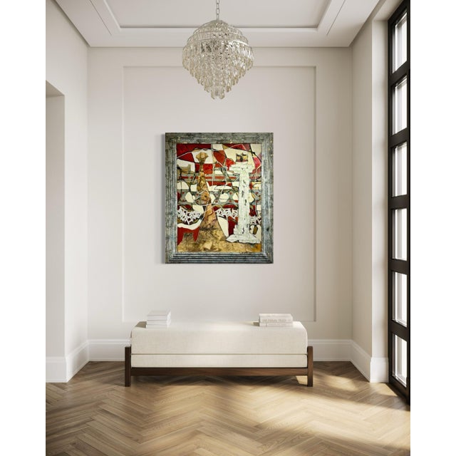 Red Andrea Stella "I Walk in the Art" Red Gold Leaf Oil Mixed Media Painting, Figurative, Italian Contemporary Art, 2010 For Sale - Image 8 of 8