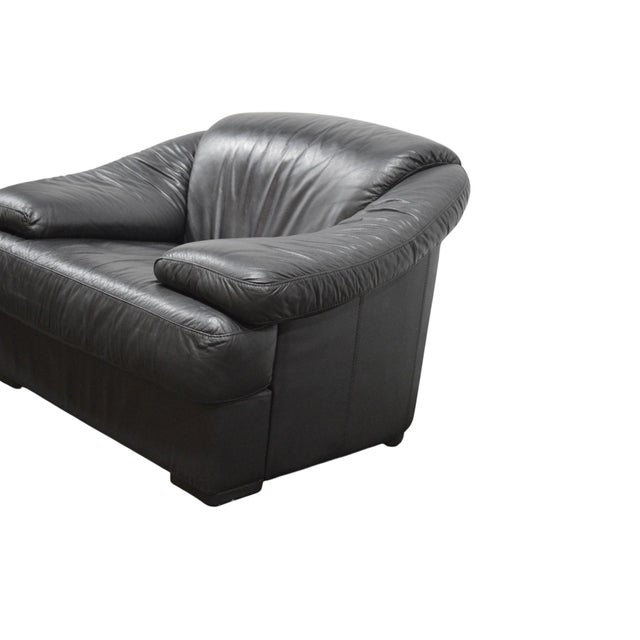 1980's Italian Modern Leather Chair and Ottoman For Sale - Image 4 of 10