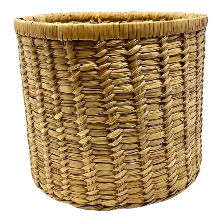 View of Mid 20th Century Mid-Century Woven Basket | Chairish