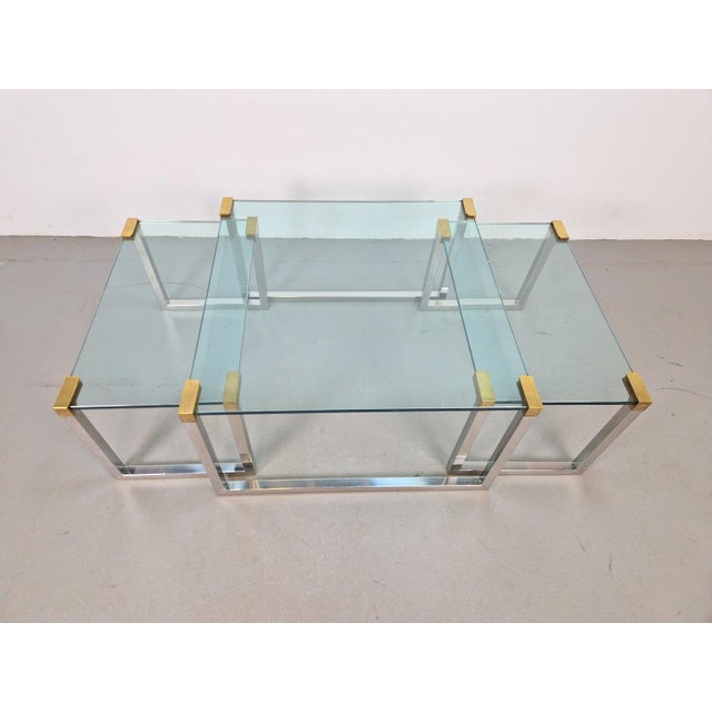 T53 Coffee and Side Tables in Brass and Glass by Peter Ghyczy, 1970s, Set of 3 For Sale - Image 6 of 18